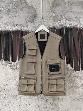 Givenchy Men's Taupe Multi-Pocket Utility Vest